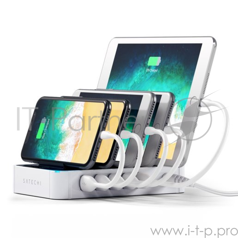 Зарядная док-станция Satechi 5-Port USB Charging Station Dock. Разъемы: USB 5В/2,4А - 4 шт., USB Qualcomm® Quick Charge™- 1 шт. Цвет белый.