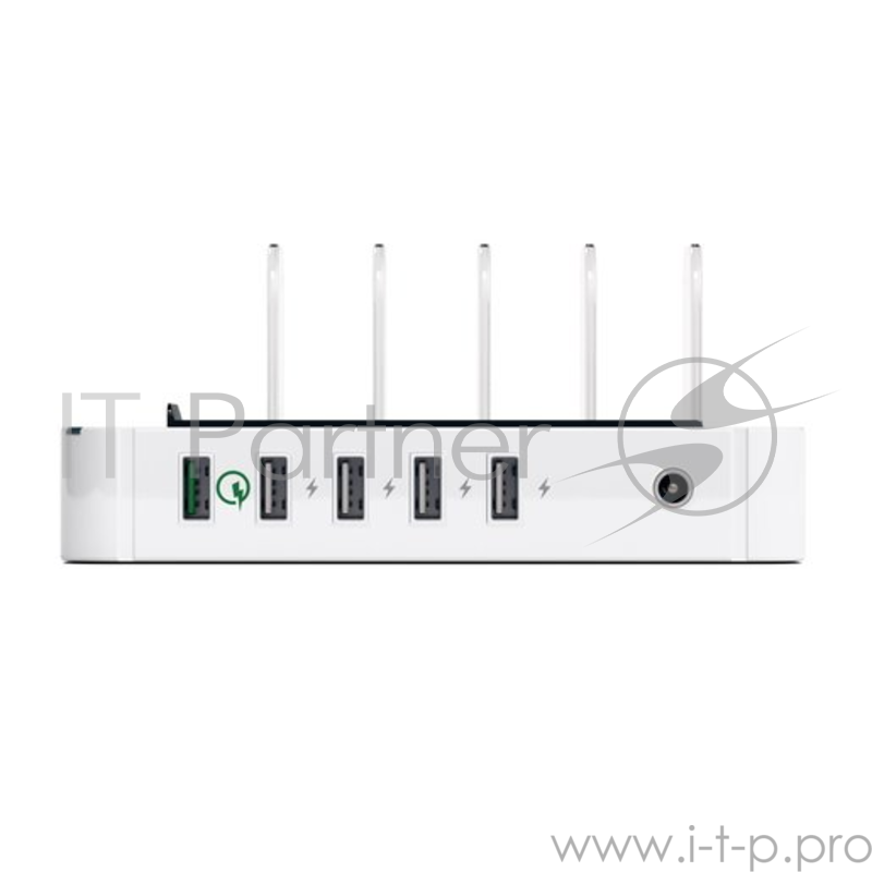 Зарядная док-станция Satechi 5-Port USB Charging Station Dock. Разъемы: USB 5В/2,4А - 4 шт., USB Qualcomm® Quick Charge™- 1 шт. Цвет белый.