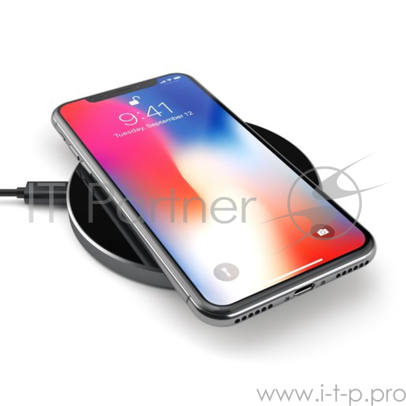 Беспроводное зарядное устройство Satechi Wireless Charging Pad. Работает от USB. Цвет серый космос.