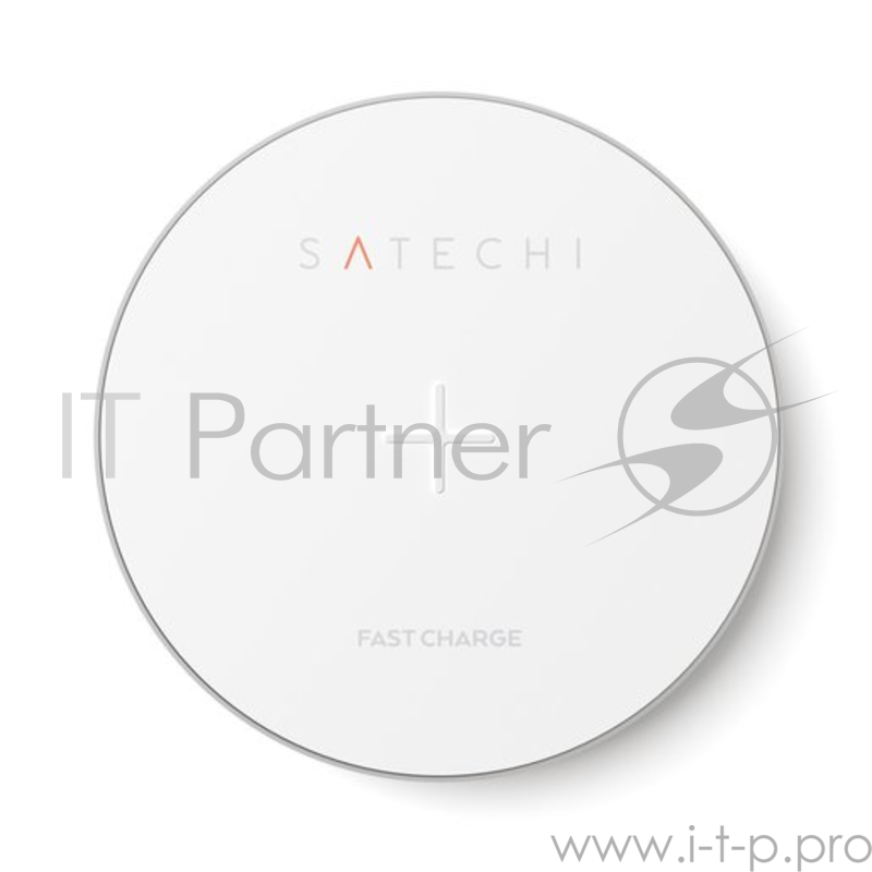 Беспроводное зарядное устройство Satechi Wireless Charging Pad. Работает от USB. Цвет серебряный.