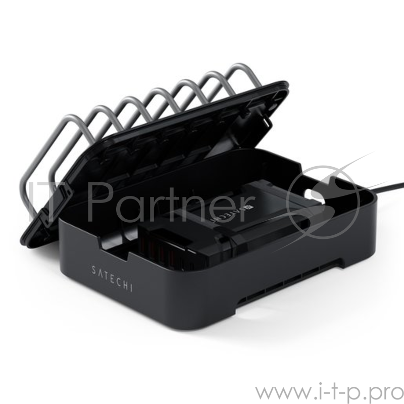 Подставка-зарядная станция Satechi 6-Port Customizable Media Organizer для 6 мобильных устройств (планшеты, смартфоны). Материал сталь. Цвет черный.