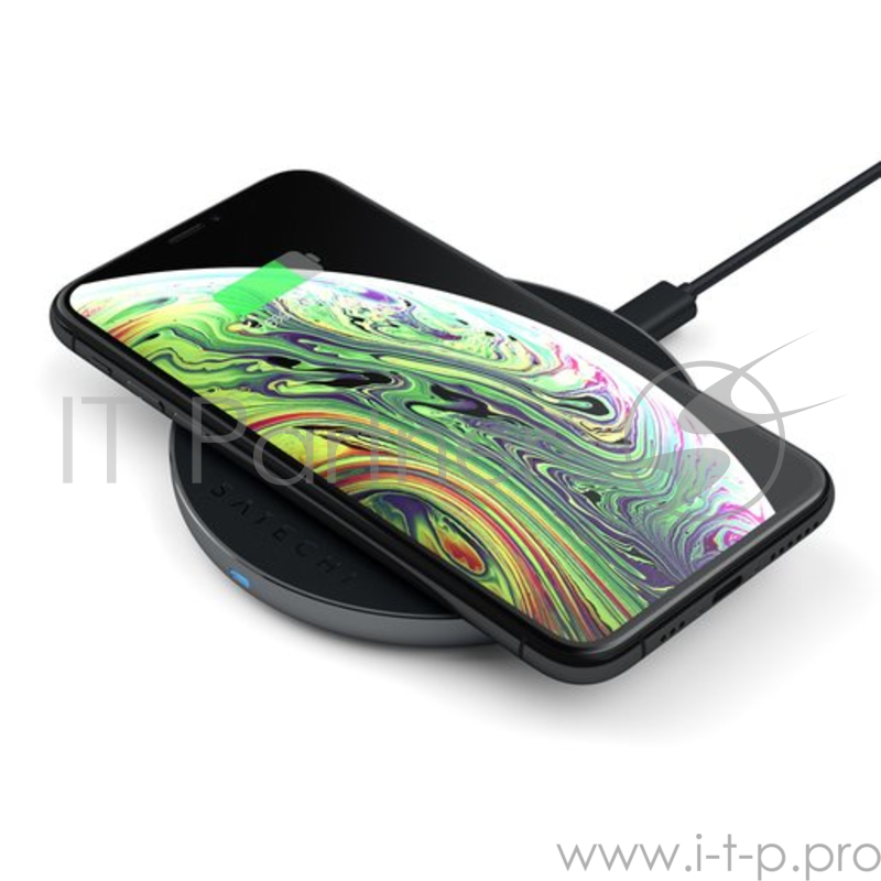 Беспроводное зарядное устройство Satechi Type-C PD & QC Wireless Charger. Функции PD и QC, LED индикация. Цвет серый космос.