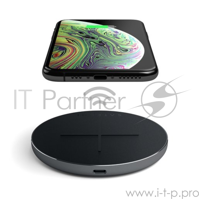 Беспроводное зарядное устройство Satechi Type-C PD & QC Wireless Charger. Функции PD и QC, LED индикация. Цвет серый космос.