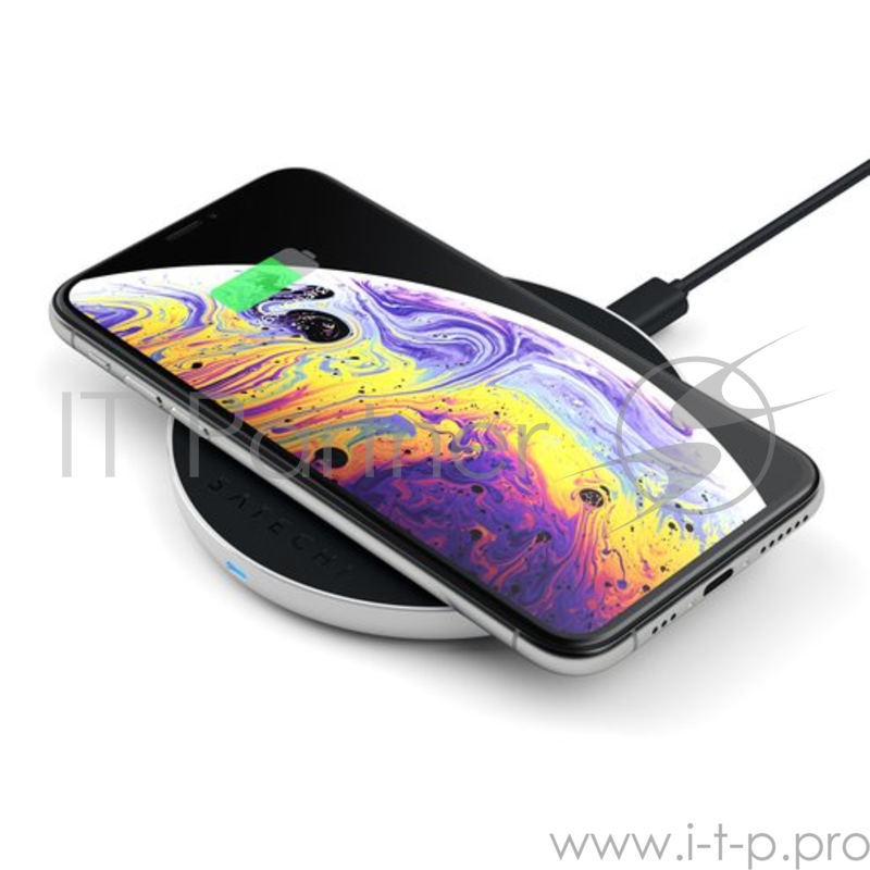 Беспроводное зарядное устройство Satechi Type-C PD & QC Wireless Charger. Функции PD и QC, LED индикация. Цвет серебряный.
