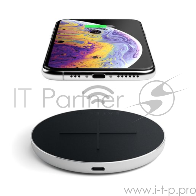 Беспроводное зарядное устройство Satechi Type-C PD & QC Wireless Charger. Функции PD и QC, LED индикация. Цвет серебряный.