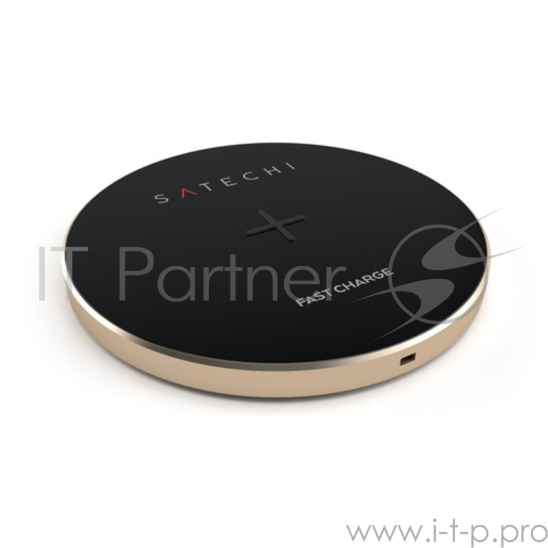 Беспроводное зарядное устройство Satechi Wireless Charging Pad. Работает от USB. Цвет золотой.
