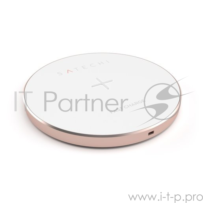 Беспроводное зарядное устройство Satechi Wireless Charging Pad. Работает от USB. Цвет розовое золото.