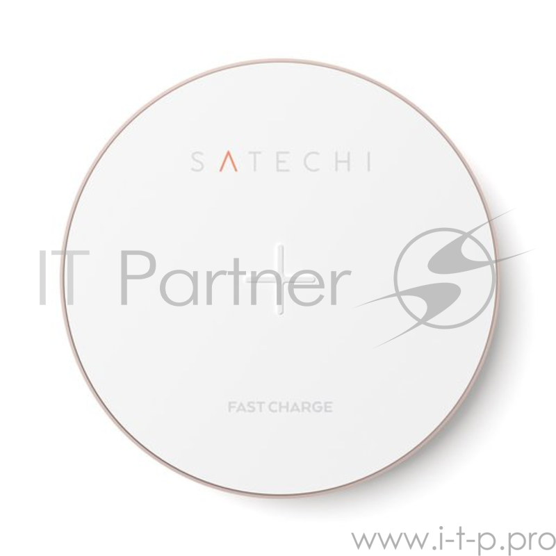 Беспроводное зарядное устройство Satechi Wireless Charging Pad. Работает от USB. Цвет розовое золото.