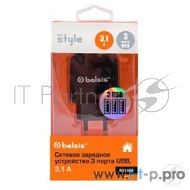 Сетевое зарядное устройство Belsis 3 USB, 3,1 A, белый (BS1403)