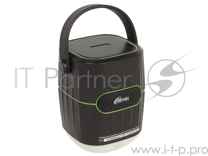 Зарядное устройство RITMIX RPB-8800LT черный/зеленый (POWER BANK + КОЛОНКА + ЛАМПА), питание - литий-ионный аккумулятор, емкость аккумулятора - 8800 мАч, индикатор заряда, защита IP65, функция лампы (3 режима), встроенный спикер (Bluetooth 4.1 / 3 Вт