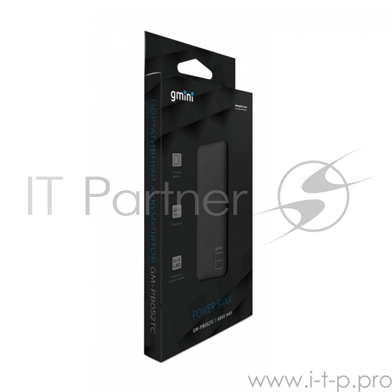Внешний аккумулятор Gmini Slim Series GM-PB052TC Black , 6000mAh