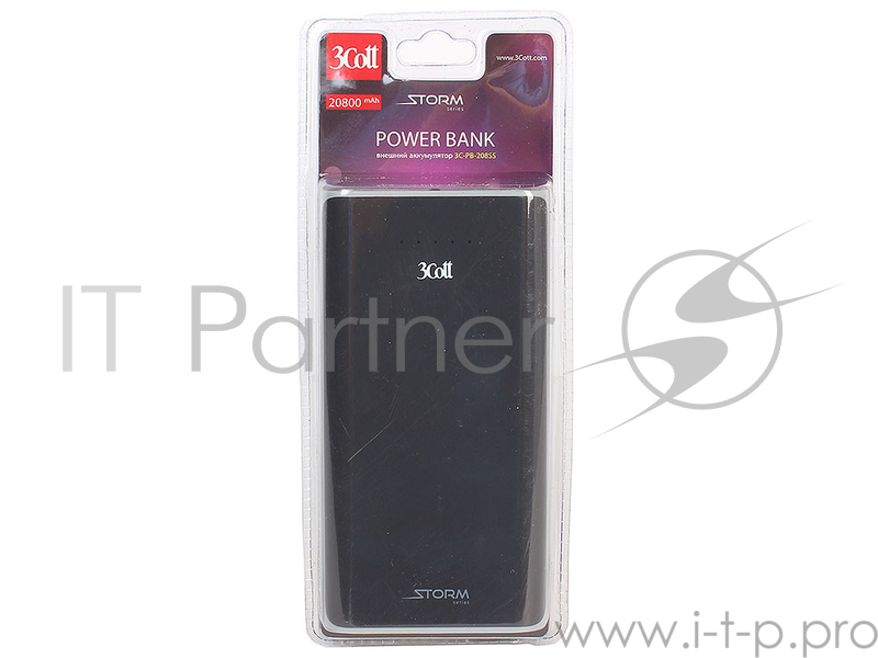Внешний аккумулятор 3Cott 3C-PB-80TC, Беспроводная, Type-C, 8000 мАч, вх.: micro USB 5В2.0А, Type-C 5В2.0А, вых USB 1/2: 5В1.0А/5В2.0А, беспр.: 5В1.0А