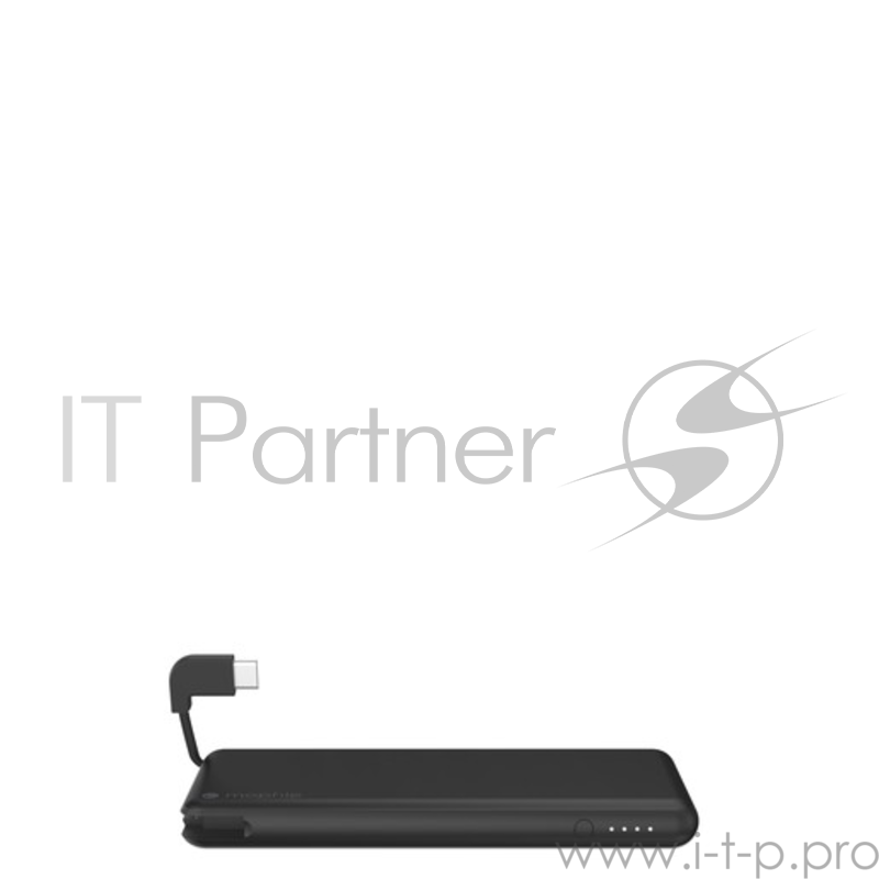 Внешний портативный аккумулятор Mophie Powerstation Plus USB-C 6000 mAh. Встроенный кабель USB-C PD 18W. Порт USB-A 15W. Цвет черный матовый.