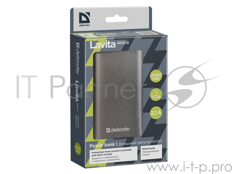 Внешний аккумулятор Lavita 4000B 1 USB, 4000 mAh, 2.1A (83614)