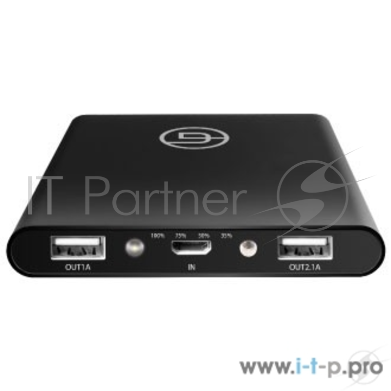 Ginzzu Внешний аккумулятор 10000mAh/5V/2.4A/2USB, черный (GB-3910B)