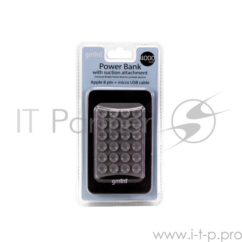 Внешний аккумулятор Gmini GM-PB040S-DC, с присосками 4000mAh