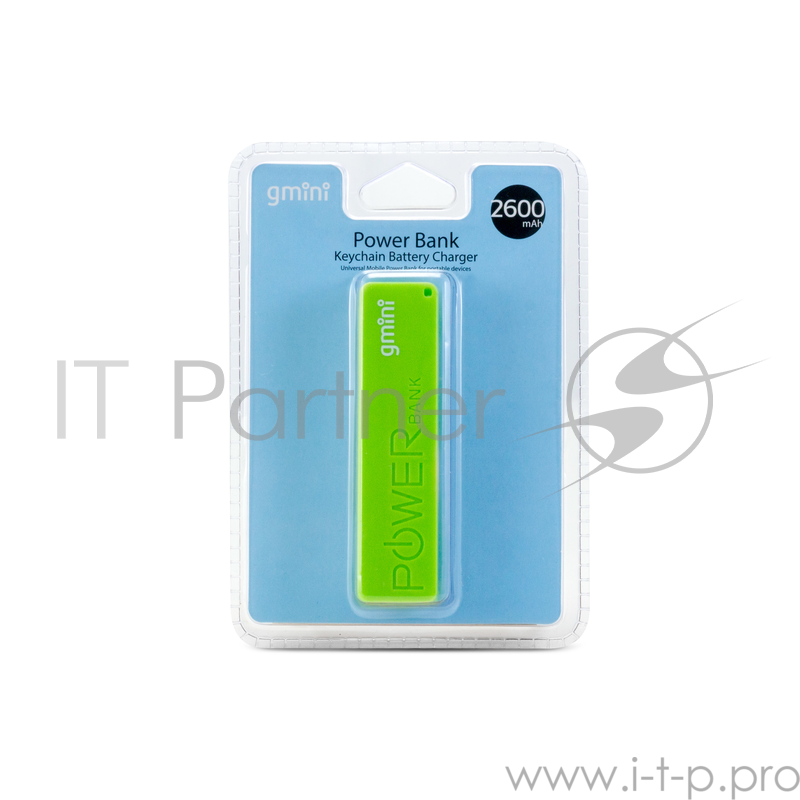 Внешний аккумулятор Gmini GM-PB026-G, 2600mAh, зелёный