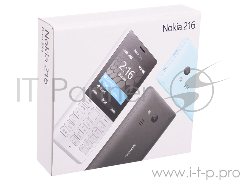 Мобильный телефон Nokia 216 DS RM-1187 Blue 2.4'' 320x240, 16MB RAM, 16MB, up to 32GB flash, 0.3Mpix/0.3Mpix, 2 Sim, 2G, BT, 1020mAh
