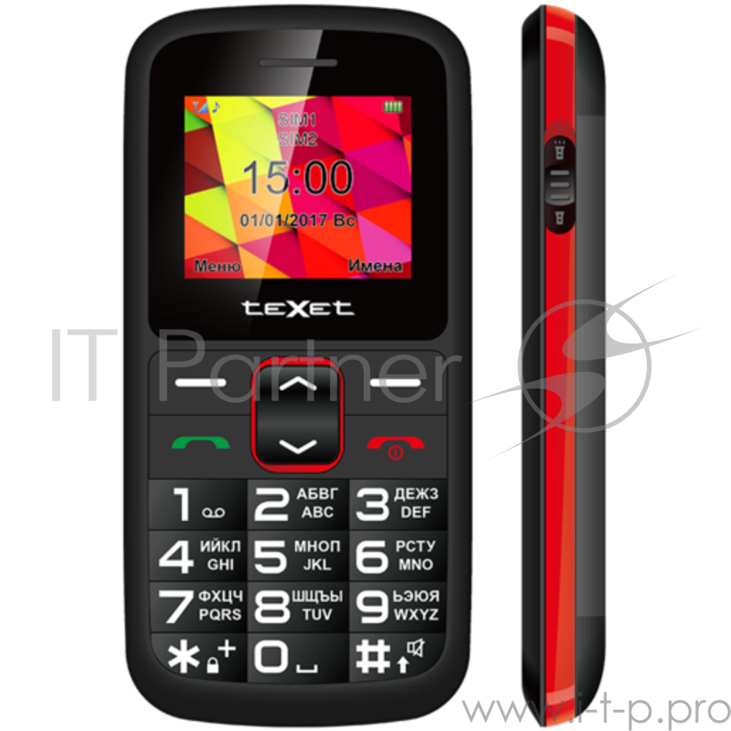 Мобильный телефон teXet TM-B217 черный-красный