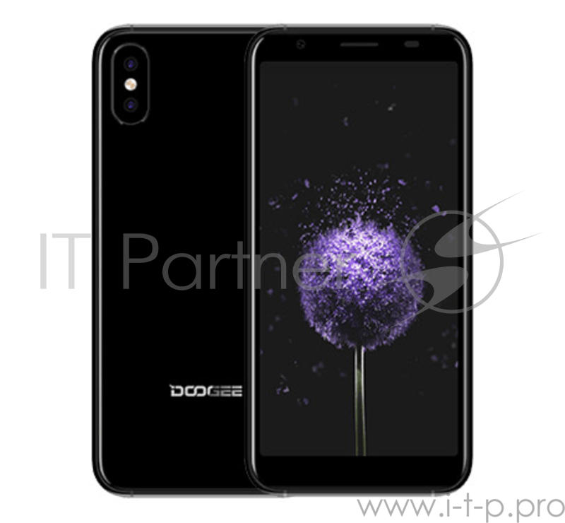 Смартфон Doogee Doogee X55 Black, 5.5'' 1280x640, 1.3GHz, 1GB RAM, 16GB, up to 128GB flash, 8Mpix/5Mpix, 2 Sim, 2G, 3G, LTE, BT, Wi-Fi, GPS, Micro-USB, 2800mAh, Android 7.0, 182g, 148.84x72.04x8.6, Две основных камеры