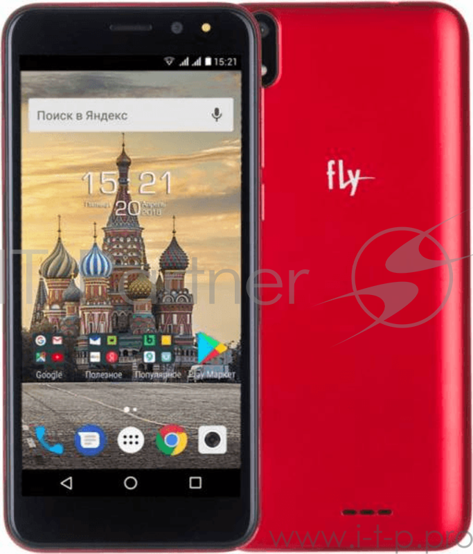 Телефон сотовый Fly Life Compact 4G Red, 5'' 18:9 480 x 960, 1.3GHz, 4 Core, 1GB RAM, 8GB, up to 32GB flash, 8.7Mpix/2Mpix, 2 Sim, 2G, 3G, LTE, BT v4.0, WiFi 802.11 a/b/g/n, GPS, Micro-USB, 2100mAh, Android 8.1, 137g, 138.3x65.5x10.0