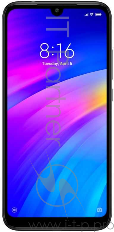 Смартфон Xiaomi Redmi 7 Black (M1810F6LG), 6.26'' 19:9 1520x720, 1.8GHz, 8 Core, 3GB RAM, 32GB, up to 512GB flash, 12Mpix+2Mpix/8Mpix, 2 Sim, 2G, 3G, LTE, BT v4.2, Wi-Fi, GPS / AGPS, GLONASS, Micro-USB, 4000mAh, Android 9.0 (Pie), 180g, 158.7x75.6x8.