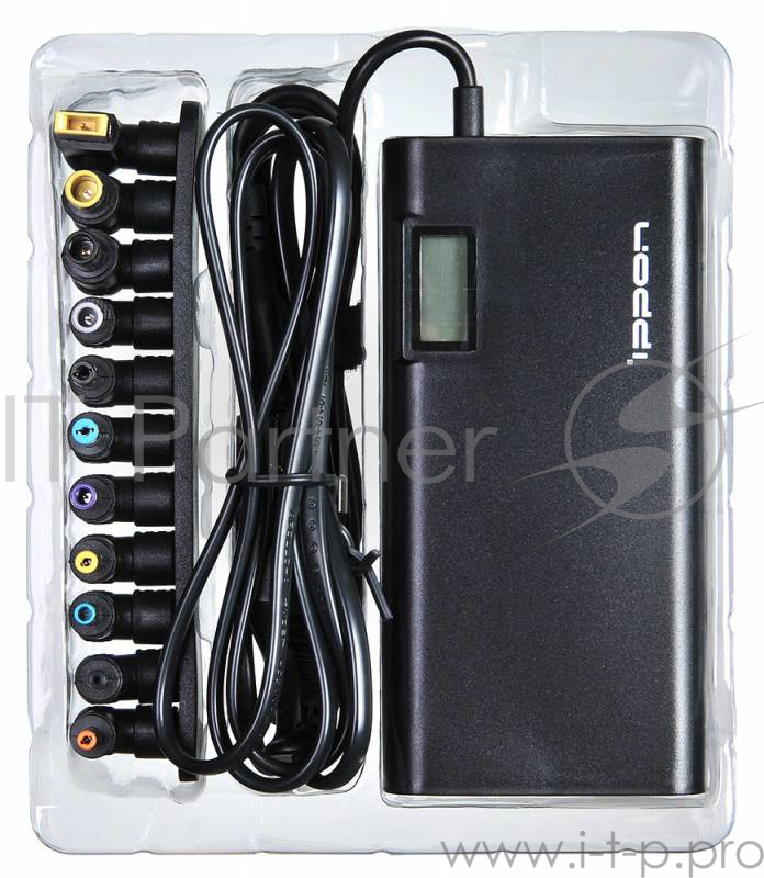Блок питания Ippon SD90U автоматический 90W 15V-19.5V 10-connectors 1xUSB 2.1A от бытовой электросети LСD индикатор