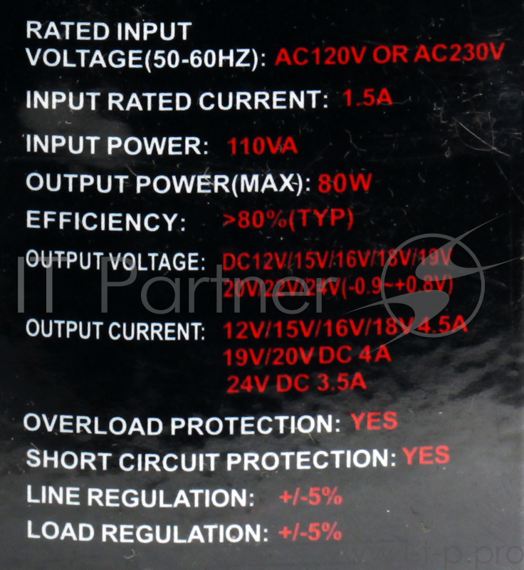 Универсальный адаптер питания для ноутбуков GiNZZU® GA-2180U (ультраслим, 80W, 1xUSB, 12V-24V, 13 DC-IN)