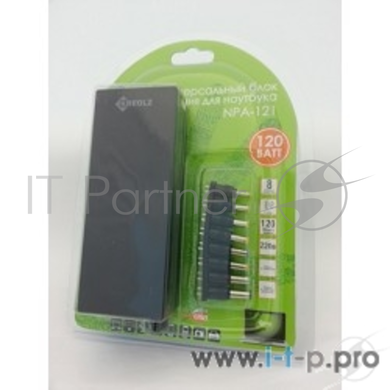 Аксессуар к ноутбуку Kreolz NPA121 {Универсальный блок питания для ноутбука (12/15/16/18/19/20/24В, 120 Вт, USB, 8 переходников}