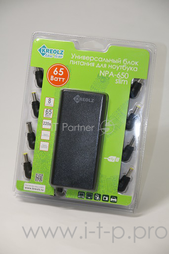 Универсальный блок питания для ноутбука Kreolz NPA650 Slim