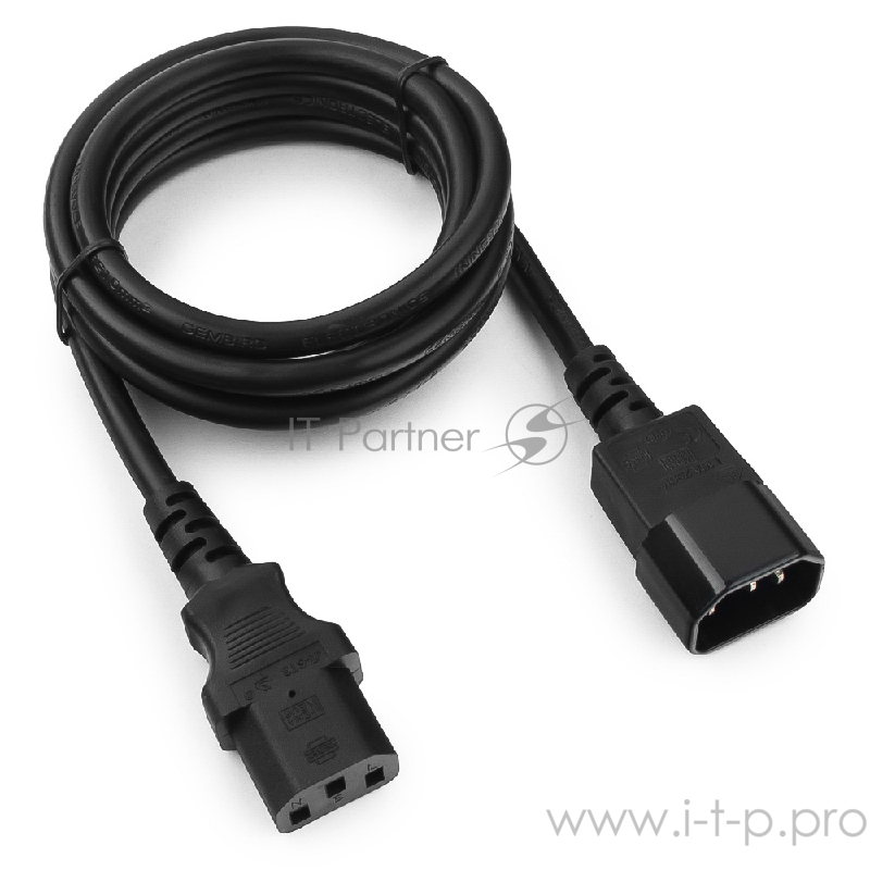 Кабель питания сист.блок-монитор Cablexpert PC-189-1-1.8M, 1.8м, C13-C14, 3x1кв.мм., черный, с заземлением