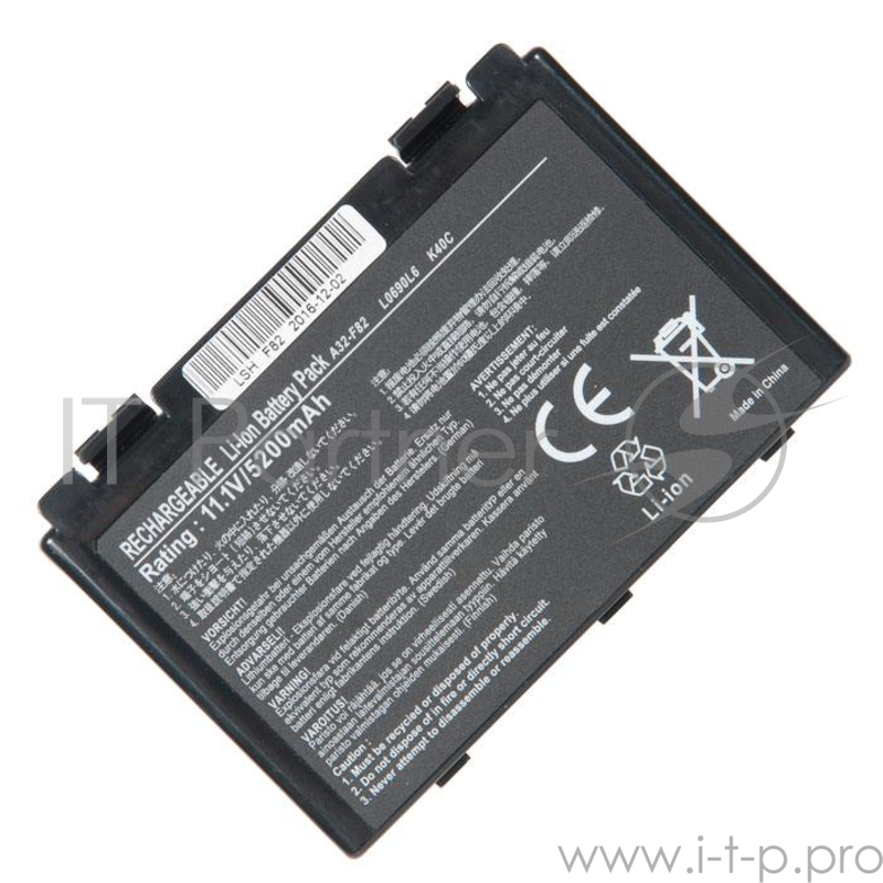 Аккумулятор для Asus K40, K50, K70, F82, X5, 5200mAh, 11.1V
