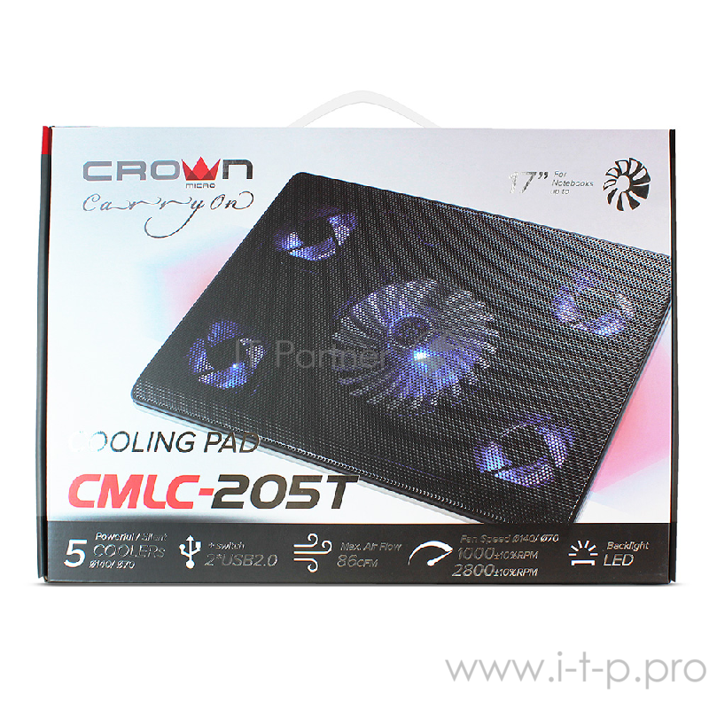 Аксессуар к ноутбуку CROWN Подставка для ноутбука CMLC-205T black (Для ноутбоков до 17