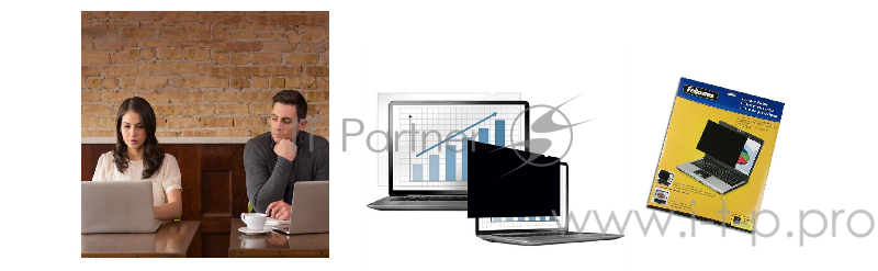 Защитная пленка Fellowes® Фильтр конфиденциальности PrivaScreen™ 14.0”, 16:9, затемненный экран при просмотре под углом 30° и более.