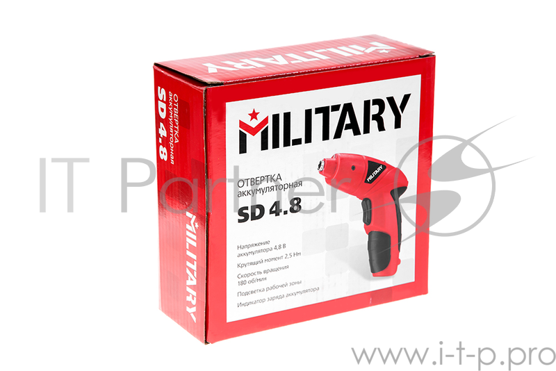 Аккум.отвертка MILITARY SD4.8 4.8В 0.6Ач NiCd 180об/мин 2.5Нм в коробке