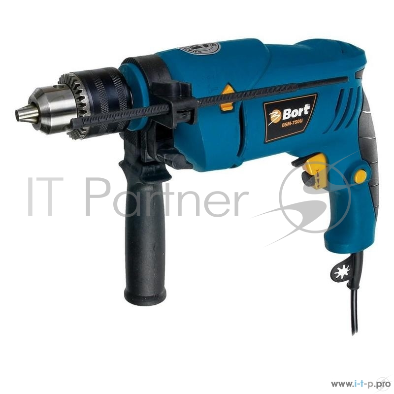 Дрель ударная Bort BSM-750U (мощность 750 Вт ? патрона 13 мм скорость вращения 0-3 000 об/мин набор аксессуаров 4 шт)