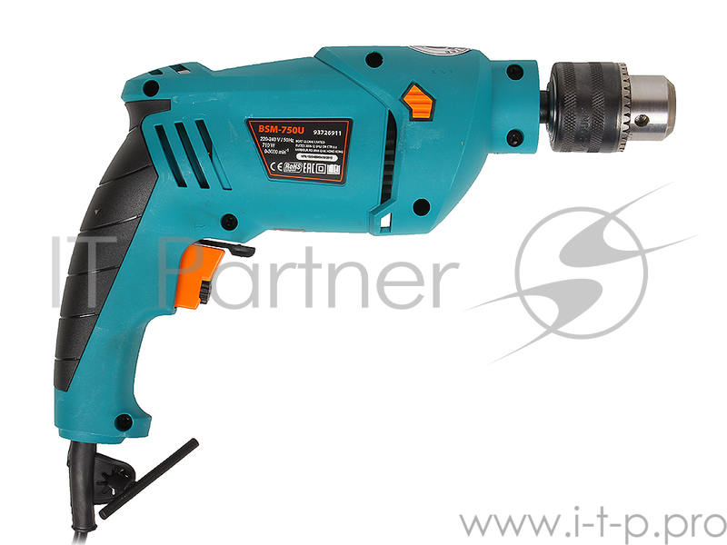 Дрель ударная Bort BSM-750U (мощность 750 Вт ? патрона 13 мм скорость вращения 0-3 000 об/мин набор аксессуаров 4 шт)