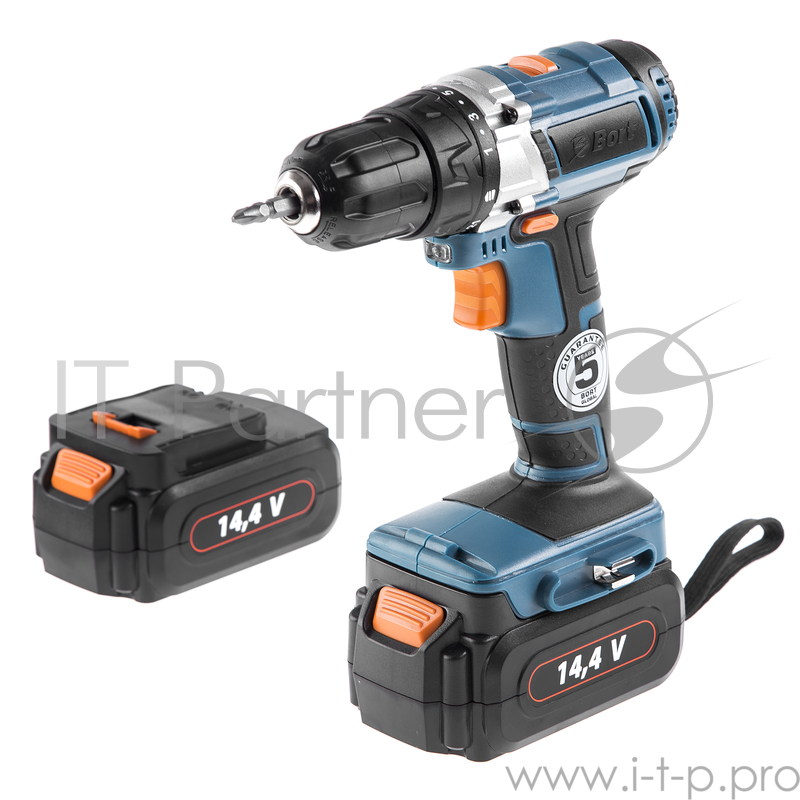 Дрель-шуруповерт безударная BORT BAB-14UX2-FDK (Напряжение 14,4 В, энергоемкость 1,3 Ач, Скорость холостого хода 0-350-1300 об/мин, крутящий момент 30 Нм, акк. батарея 2шт, зарядка 0-1 ч, кейс, вес 1,5 кг. Подсветка рабочей зоны,индикатор зарядки,рев