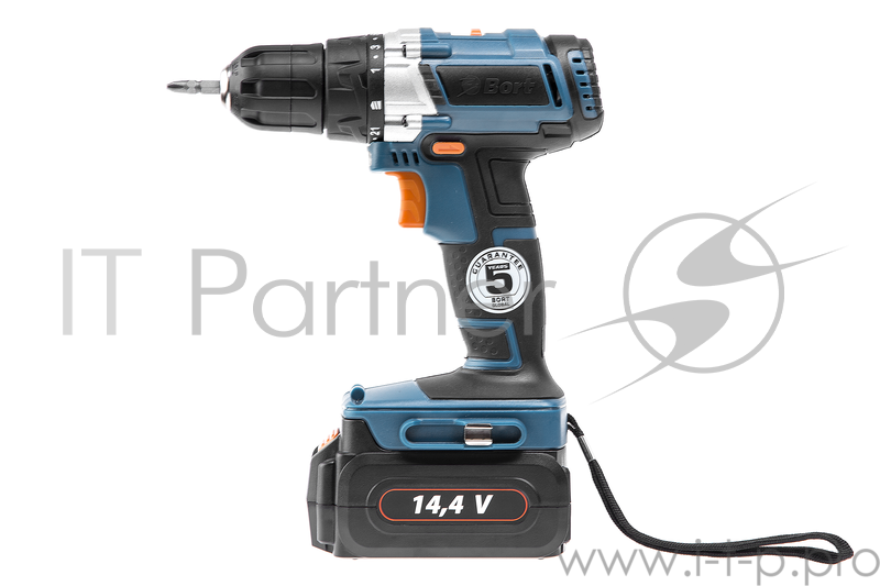 Дрель-шуруповерт безударная BORT BAB-14UX2-FDK (Напряжение 14,4 В, энергоемкость 1,3 Ач, Скорость холостого хода 0-350-1300 об/мин, крутящий момент 30 Нм, акк. батарея 2шт, зарядка 0-1 ч, кейс, вес 1,5 кг. Подсветка рабочей зоны,индикатор зарядки,рев