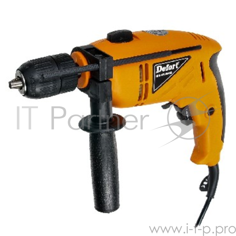 Дрель-шуруповерт DEFORT DID-655N-QB Мощность 600 Вт, скорость холостого хода 0-2800 об/мин, патрон быстрозажимной 13 мм, сверление отверстий в дереве/бетоне/металле 25/13/13 мм, реверс, режим «сверление с ударом», масса 1,70 кг.