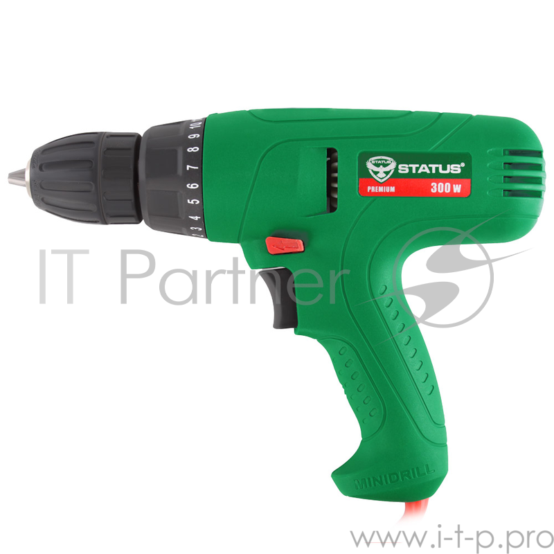 Дрель-шуруповерт STATUS SD300 300Вт 0-800об/мин реверс 20 позиций момента кабель красный 6 м.