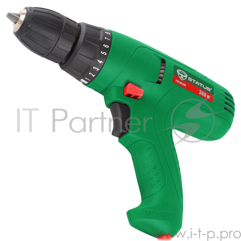 Дрель-шуруповерт STATUS SD300 300Вт 0-800об/мин реверс 20 позиций момента кабель красный 6 м.