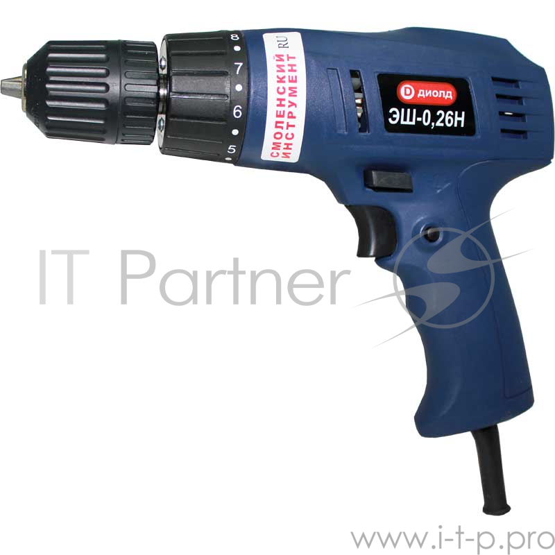Шуруповерт ДИОЛД ЭШ-0,26Н 260Вт 12Нм 0-800об/мин патрон1.5-10мм шуруп6мм сталь10мм дер25мм 1.1кг