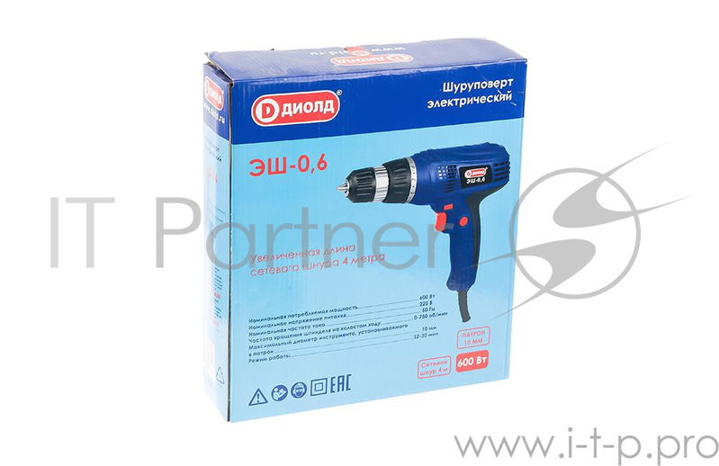 Шуруповерт ДИОЛД ЭШ-0,6 600 Вт 0-750 об/мин 20 Нм