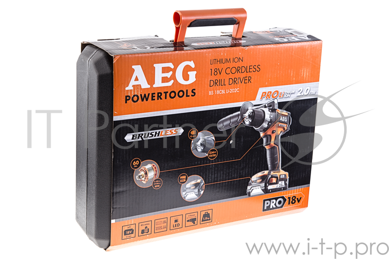 Дрель аккумуляторная AEG 448768(BS 18CBL LI-202С) 18В 2х2АчProLi-ion БЗП13мм 0-550/2100об/м 60Нм