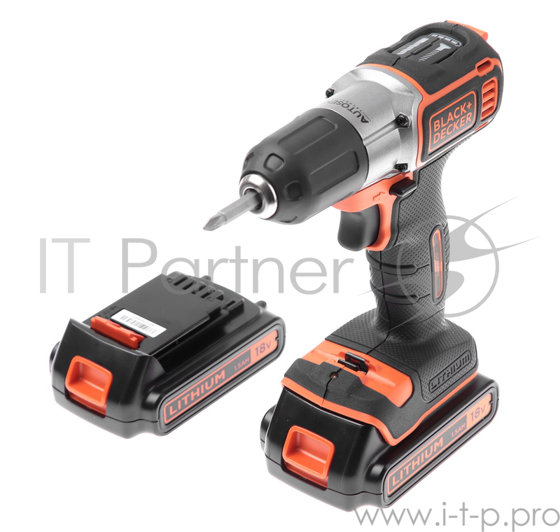 Дрель-шуруповерт BLACK & DECKER ASD18KB-QW Autosence 18В 0-650об/мин 39Нм 2акк LiIon ЗУ 1ч чемодан