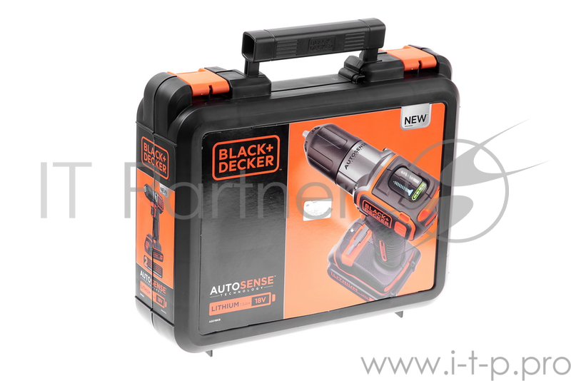 Дрель-шуруповерт BLACK & DECKER ASD18KB-QW Autosence 18В 0-650об/мин 39Нм 2акк LiIon ЗУ 1ч чемодан