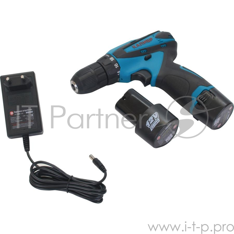 Акк. дрель КАЛИБР ДА-12-2+ Li-Ion 2 акк. Li-Ion/12В/1.3Ач. 2 скорости. кейс