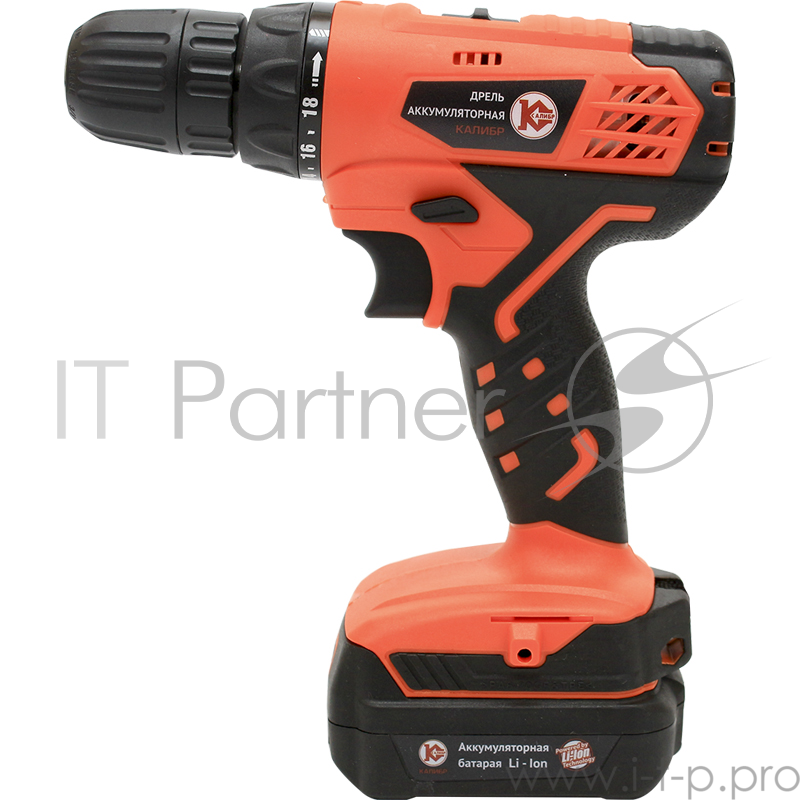 Дрель аккумуляторная КАЛИБР ДА-12/2+ 12В 2х1.3Ач Li-Ion.350/1100об/мин 20Нм 10мм кейс