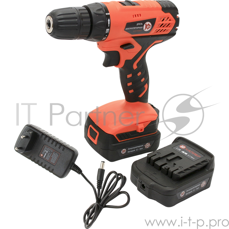 Дрель аккумуляторная КАЛИБР ДА-12/2+ 12В 2х1.3Ач Li-Ion.350/1100об/мин 20Нм 10мм кейс